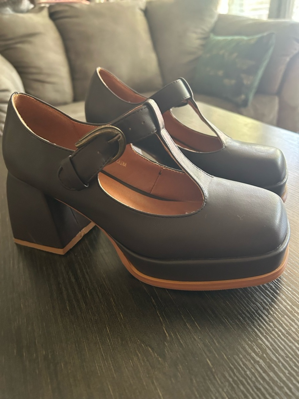 Princess Highway T Bar Platform Heels in Chocolate - Picture 5 of 12